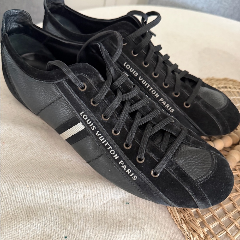 Louis Vuitton Black Nubuck And Leather Cosmos Low Top Sneakers Mens 12.